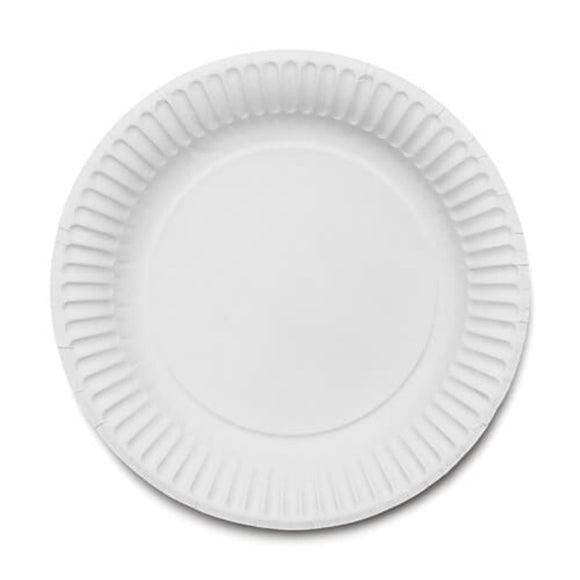 Disposable paper plates white 7'' /180 mm  (pack of 100), RY01641