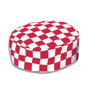 Chefs Unisex Skull Cap Polycotton White- Red check - Medium / SK11