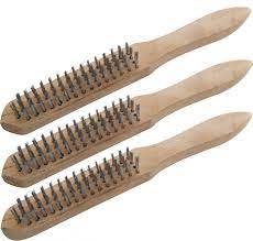 Wire brush with wooden handle H/D pack of 3 / 17025-3