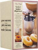 Pancake Dispenser Non Stick, Metal Kitchen Accessory for Doughnuts and Batter, with Recipes in Gift Box, 12.5 x 10 x 17 cm, Silver