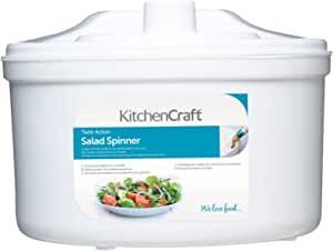Salad Spinner and Dresser, BPA Plastic, Medium, 22.5 cm, White