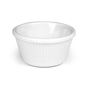 Ramekins 3 oz Ribbed White Melamine,  Pack of 6, S282-02